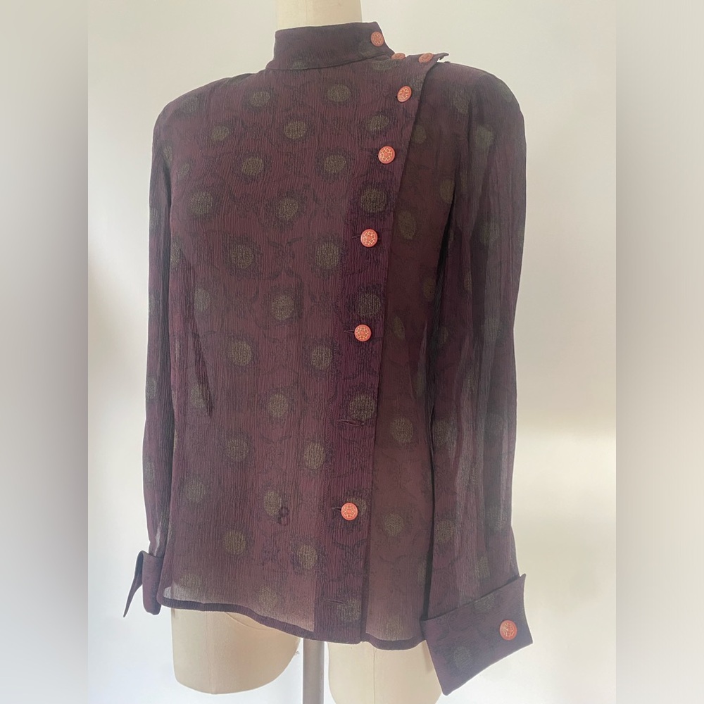 Emanuel Ungaro Parallel vintage 1980s silk blouse side buttons